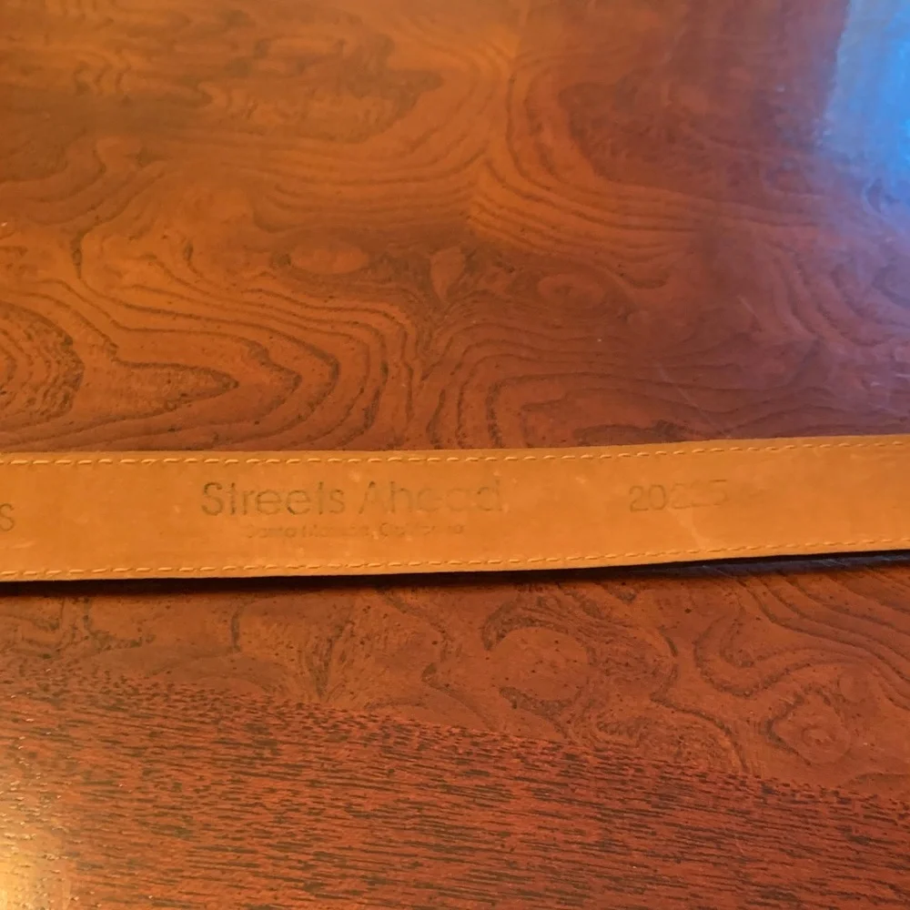Streets Ahead Brown Croc Print Leather Belt w Brass Plaque